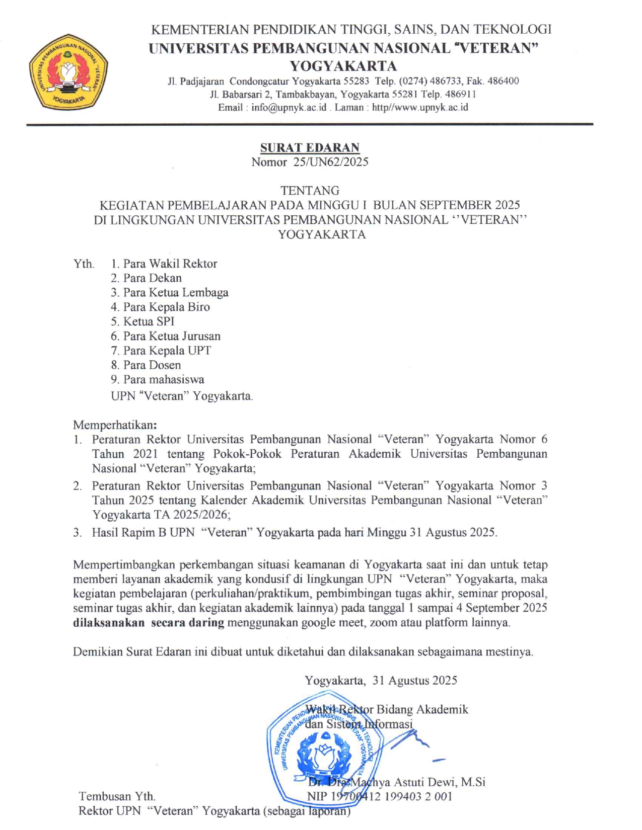 Surat Edaran Pembelajaran Secara Daring